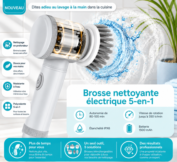 Brosse Nettoyante Électrique 5-en-1